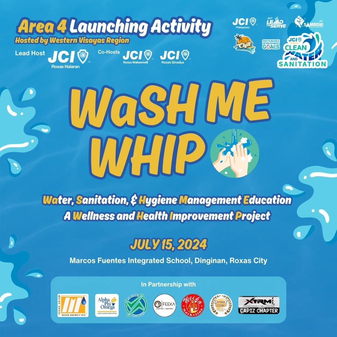 Poster for WaSH ME WHIP, the Area 4 water, sanitation and hygiene launch on July 15, 2024