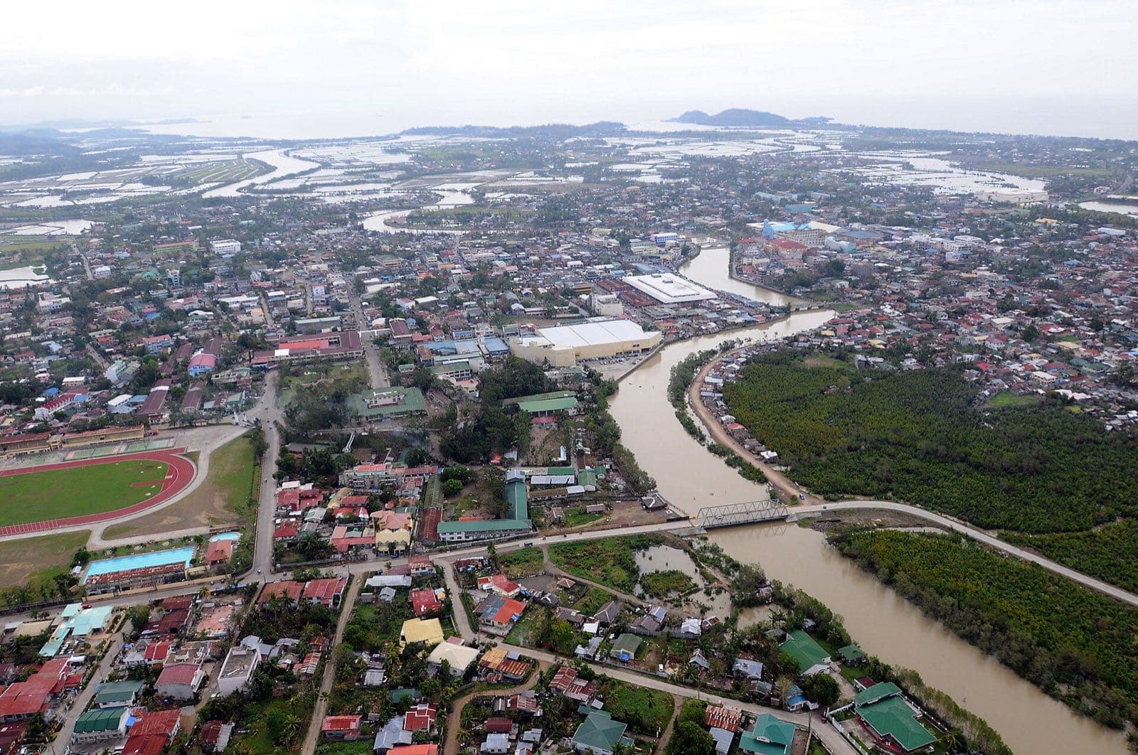 Aerial view of Roxas City and the Panay River after Typhoon Fengshen (Frank) in June 2008
